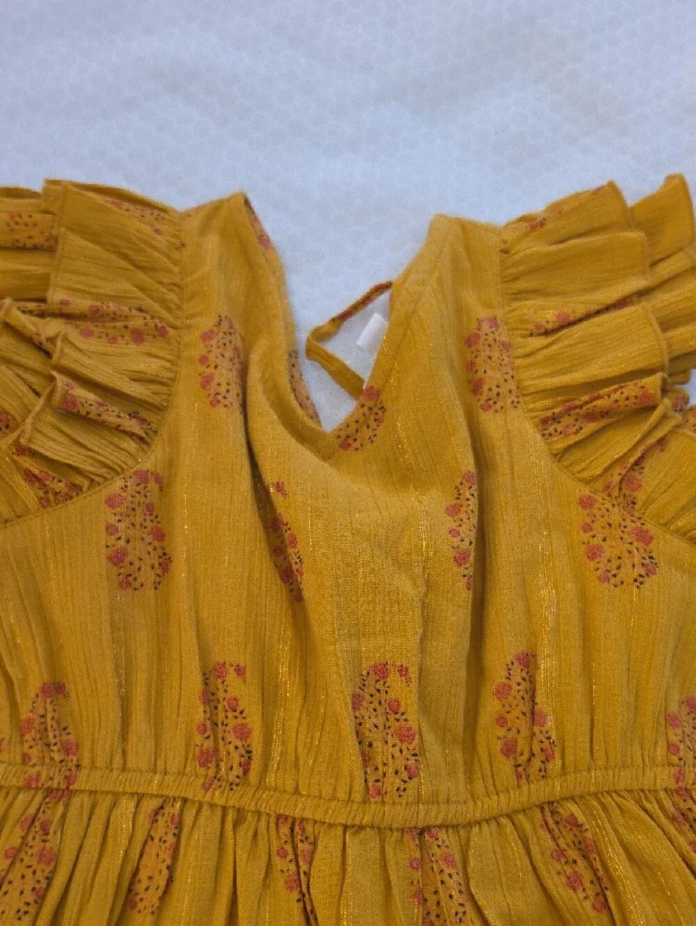 Girls' Mustard Floral Tiered Summer Dress
